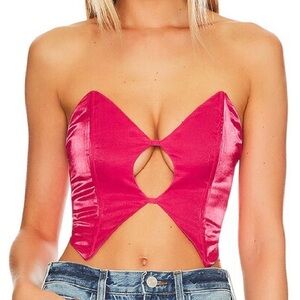 Superdown Fuchsia Strapless Top